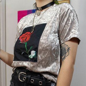 Velvet rose patch t-shirt from Forever 21
